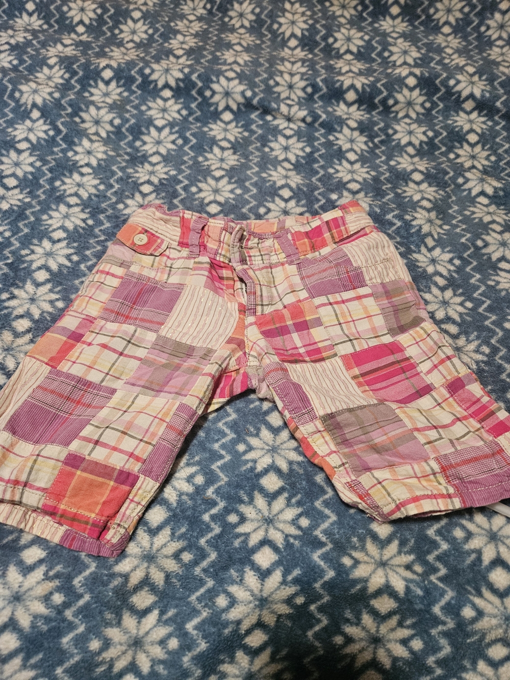 GAP Pink Multi-Plaid Patchwork Shorts